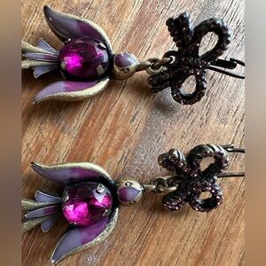 Betsey Johnson deep purple bird earrings